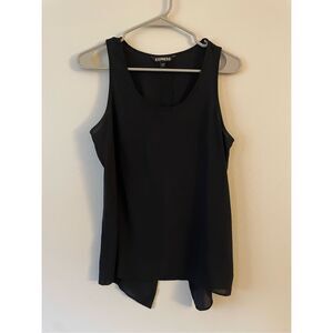 Express Black Open Back Sheer Tank Top Small Womens Lightweight Relaxed Fit